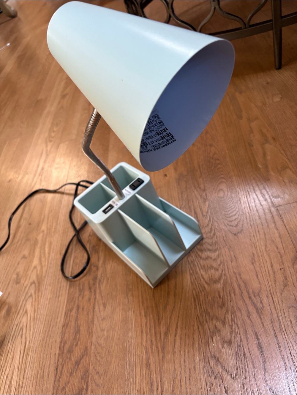 Mint Gooseneck Desk Lamp with Built-In Organizer